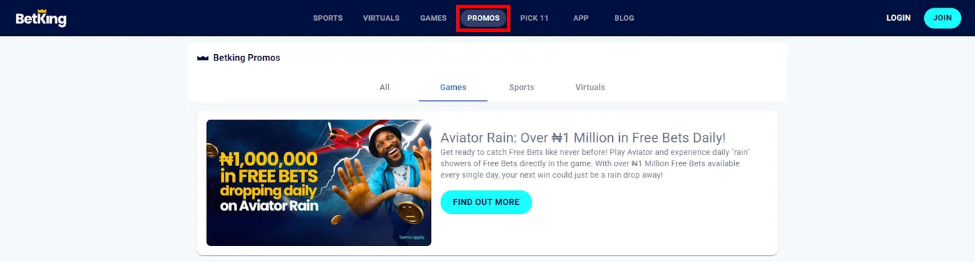 Live Beting BetKing Bonus 1 000 000 in Free Bets Screenshot